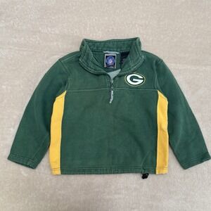 Vtg Green Bay Packers Youth Medium 5-6 NFL Pro Line Quarter Zip Fleece Pullover